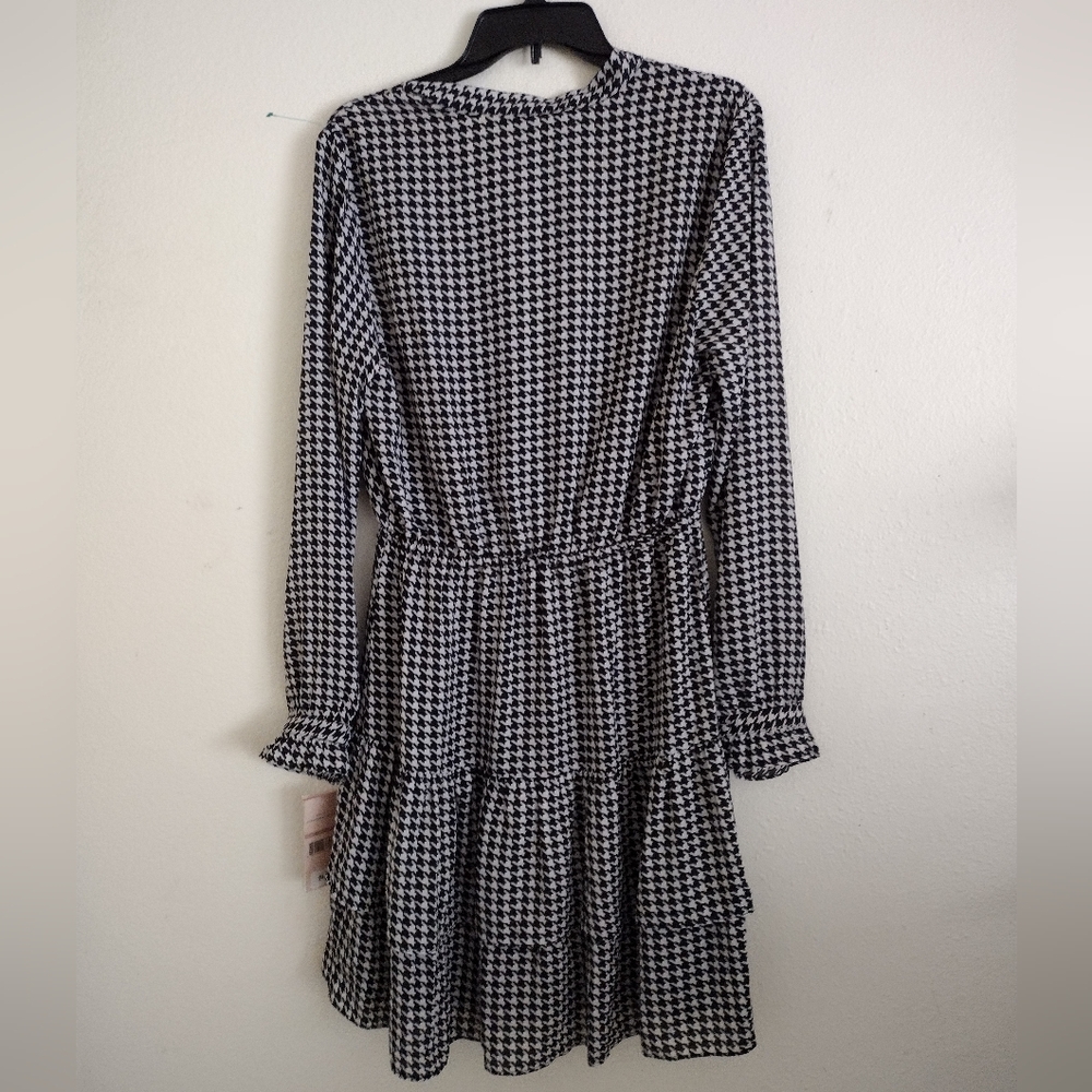Nanette Lepore NWT black white houndstooth print tiered dress size 12 - Picture 13 of 13